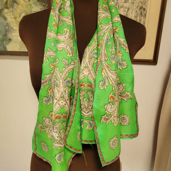 Vintage Silk and Rayon Blend Rectangular Scarf Japan Sally Gee - Picture 3 of 4